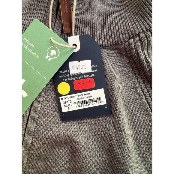 FootJoy Mens Drop Needle Lined Golf Sweater Heather Charcoal 29072 Size Small - Picture 2 of 6